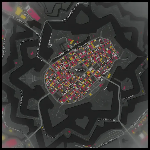 The mapalette “Kusama, buildings only”