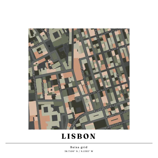 The mapalette “The Baixa, in buildings”