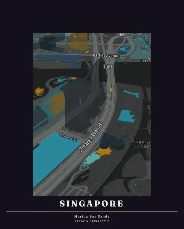 The mapalette “Singapore, blocks lit”