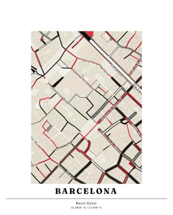 The mapalette “Barri Gòtic in graphite”