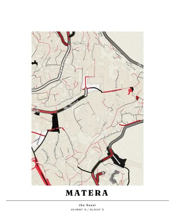 The mapalette “Matera in graphite”