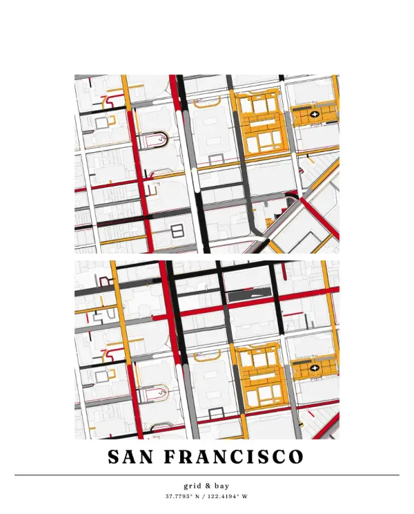 The mapalette “San Francisco, minimal ink”