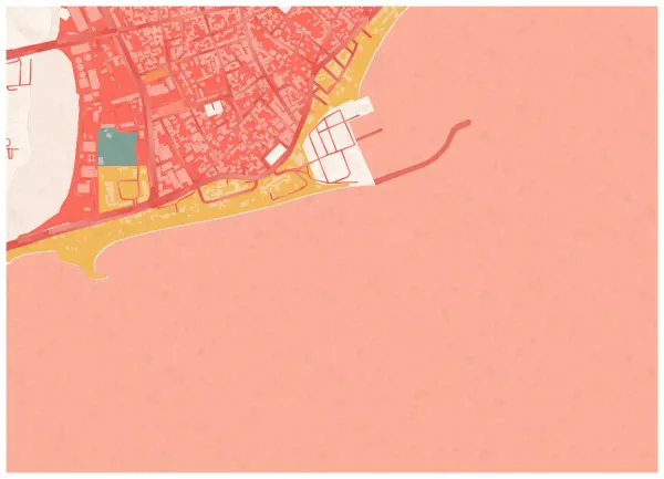 The mapalette “Jamestown in coral”