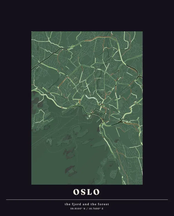 The mapalette “Oslo in fern”