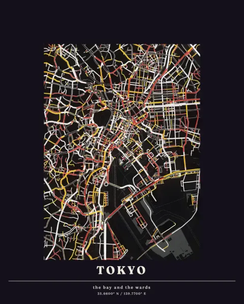 Preview of Tokyo Bay, white on black