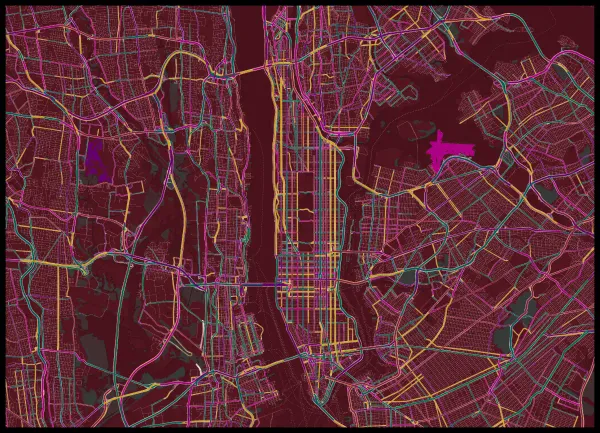 The mapalette “Manhattan in claret”
