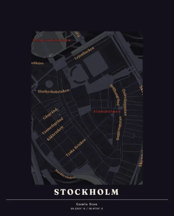 The mapalette “Gamla Stan, lettered”