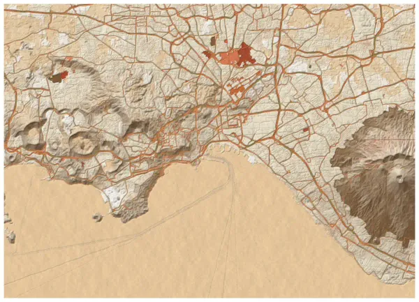 The mapalette “Vesuvius, plated”