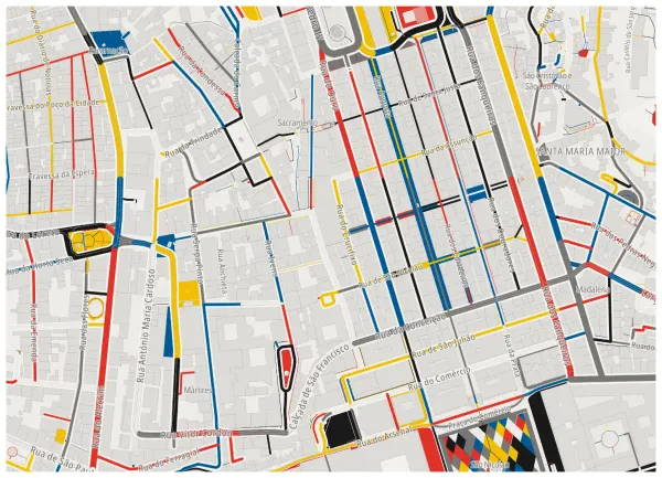 The mapalette “Lisbon Baixa, streets in primaries”