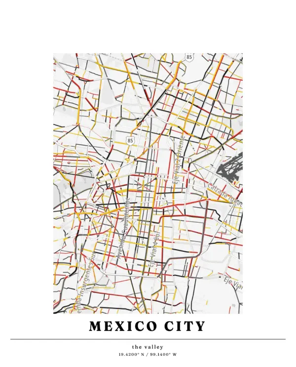 The mapalette “Mexico City, streets inked”