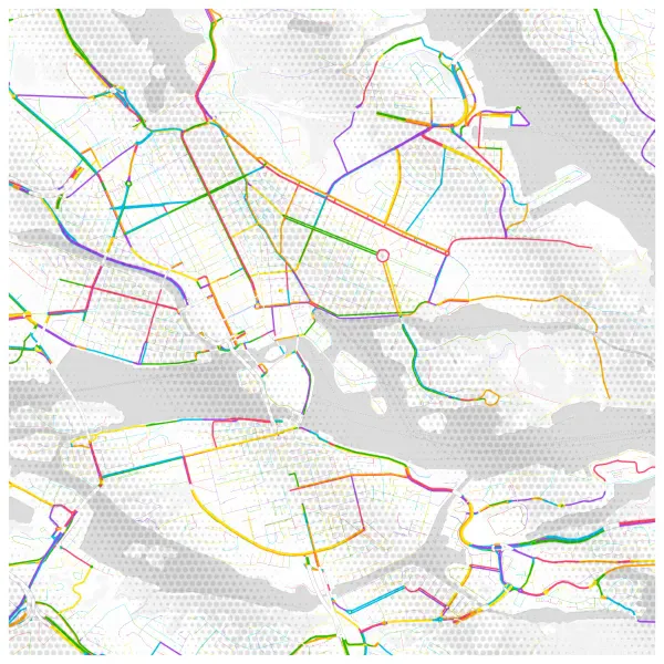 The mapalette “Stockholm, every road”