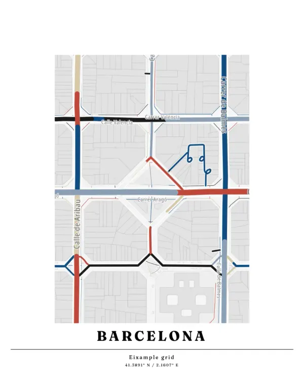 The mapalette “Eixample, streets in navy”