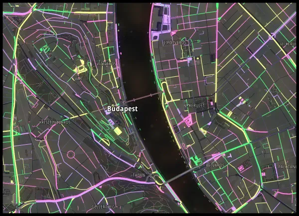 The mapalette “Budapest, streets only”