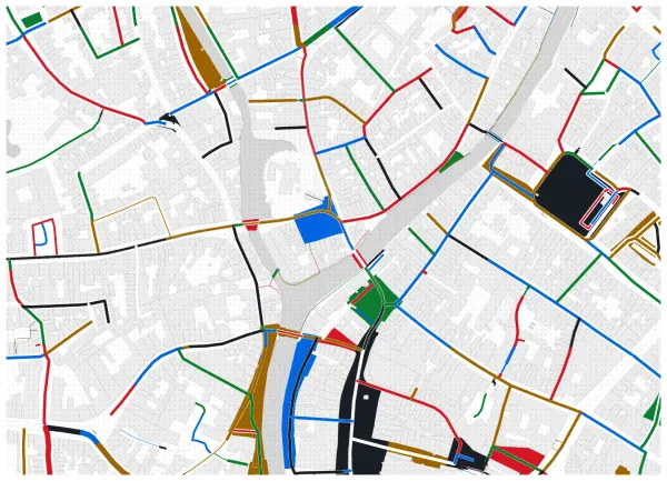 The mapalette “Ghent, streets only”