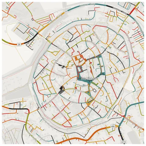Preview of Nördlingen, streets inked