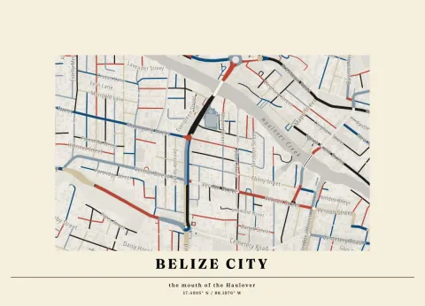 Preview of Belize City, streets inked