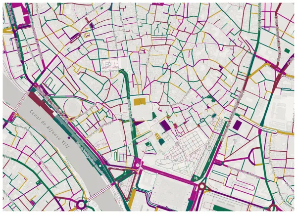 The mapalette “Seville, streets inked”