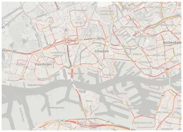 The mapalette “Rotterdam, streets in coral”