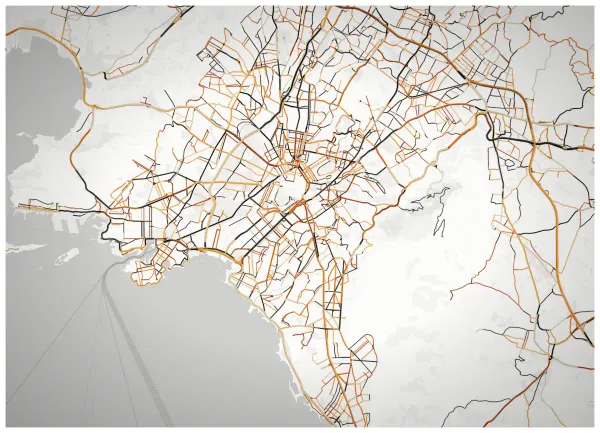 The mapalette “Oppenheimer, every road”
