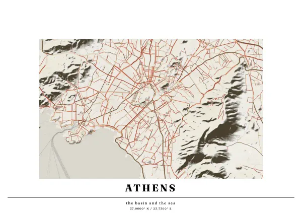 The mapalette “Athens, streets on the basin”