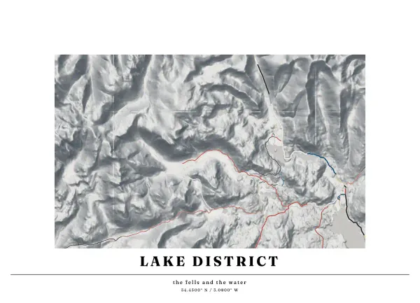 The mapalette “The fells, roads between the water”