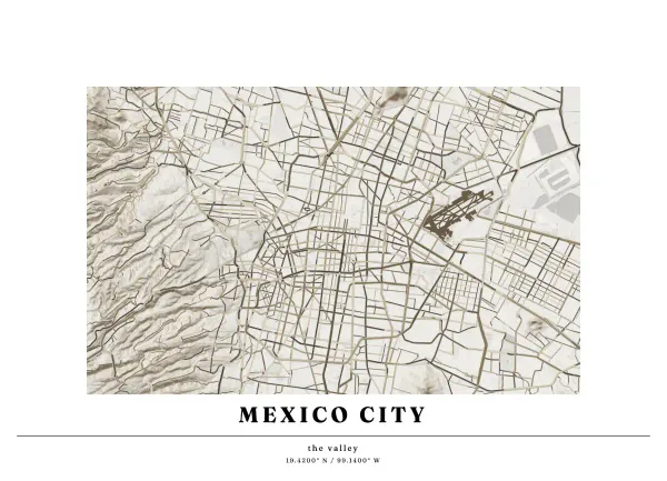 The mapalette “Mexico City, streets on the lake bed”