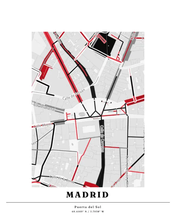 The mapalette “Madrid, streets inked”