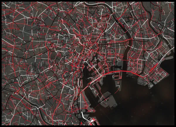 The mapalette “Tokyo Bay, red shift”