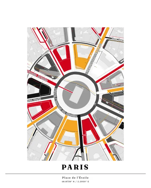 The mapalette “Étoile, avenues inked”