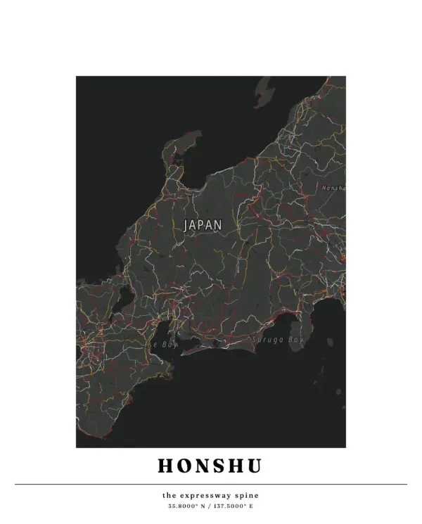 The mapalette “Honshu, after dark”