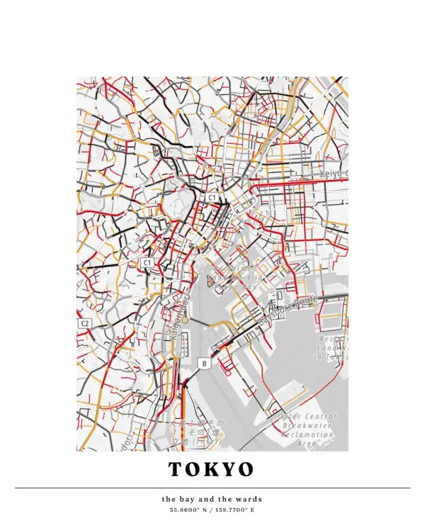 The mapalette “Tokyo Bay, every road”