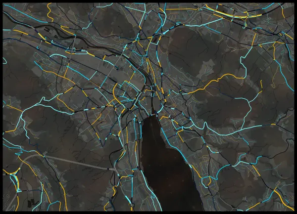 The mapalette “Zürich, every road”