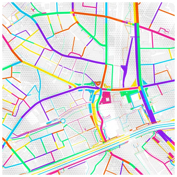 The mapalette “Shibuya, streets screened”