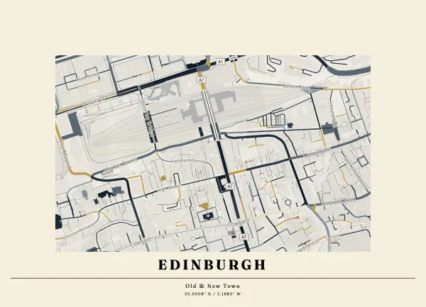 The mapalette “Edinburgh, streets inked”