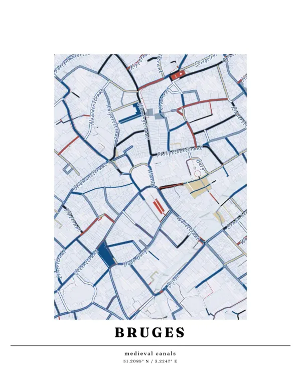 The mapalette “Bruges in blue pencil”